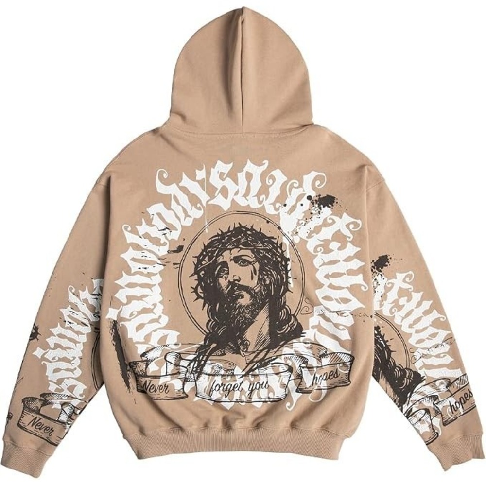 Jesus Christ Lord aop Hoodie art Christian Heavy men's oversized Sweatshirt Med